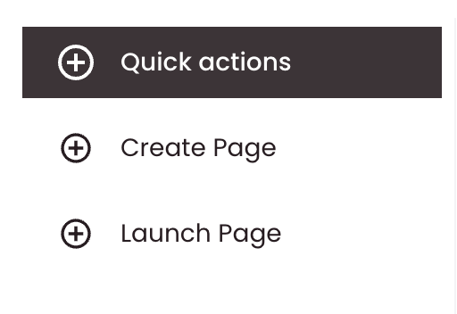 Create Page and Launch Page options