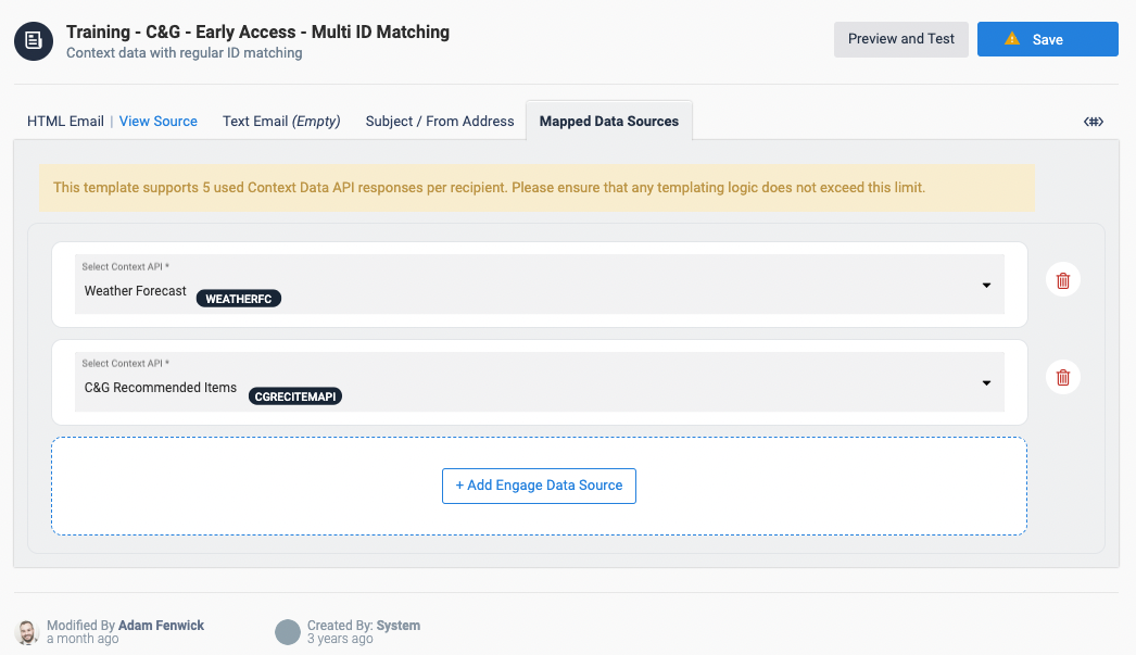 Example 5: Mapped data sources on template