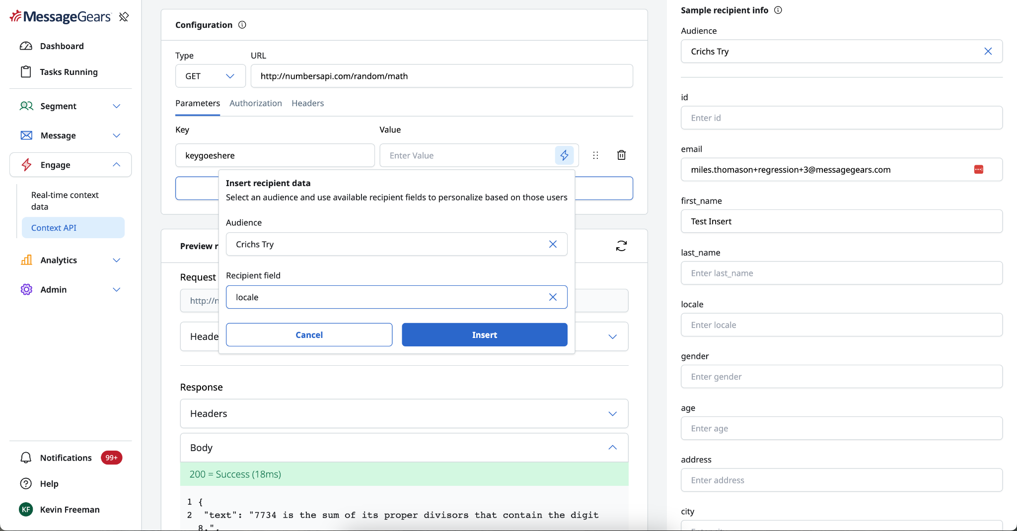 new personalization insert menu