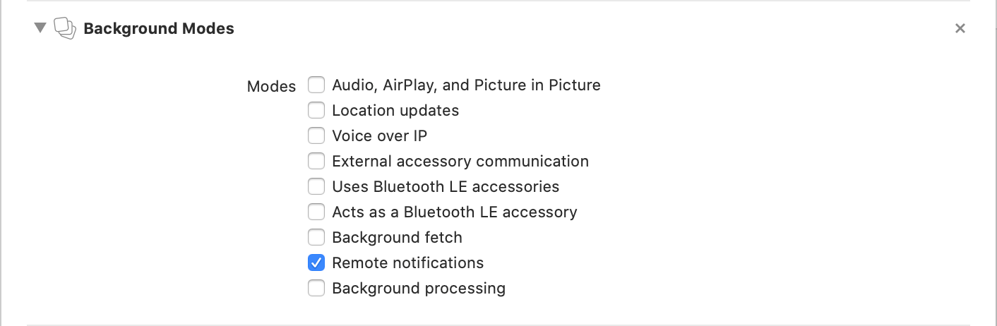 Background mode remote notifications
