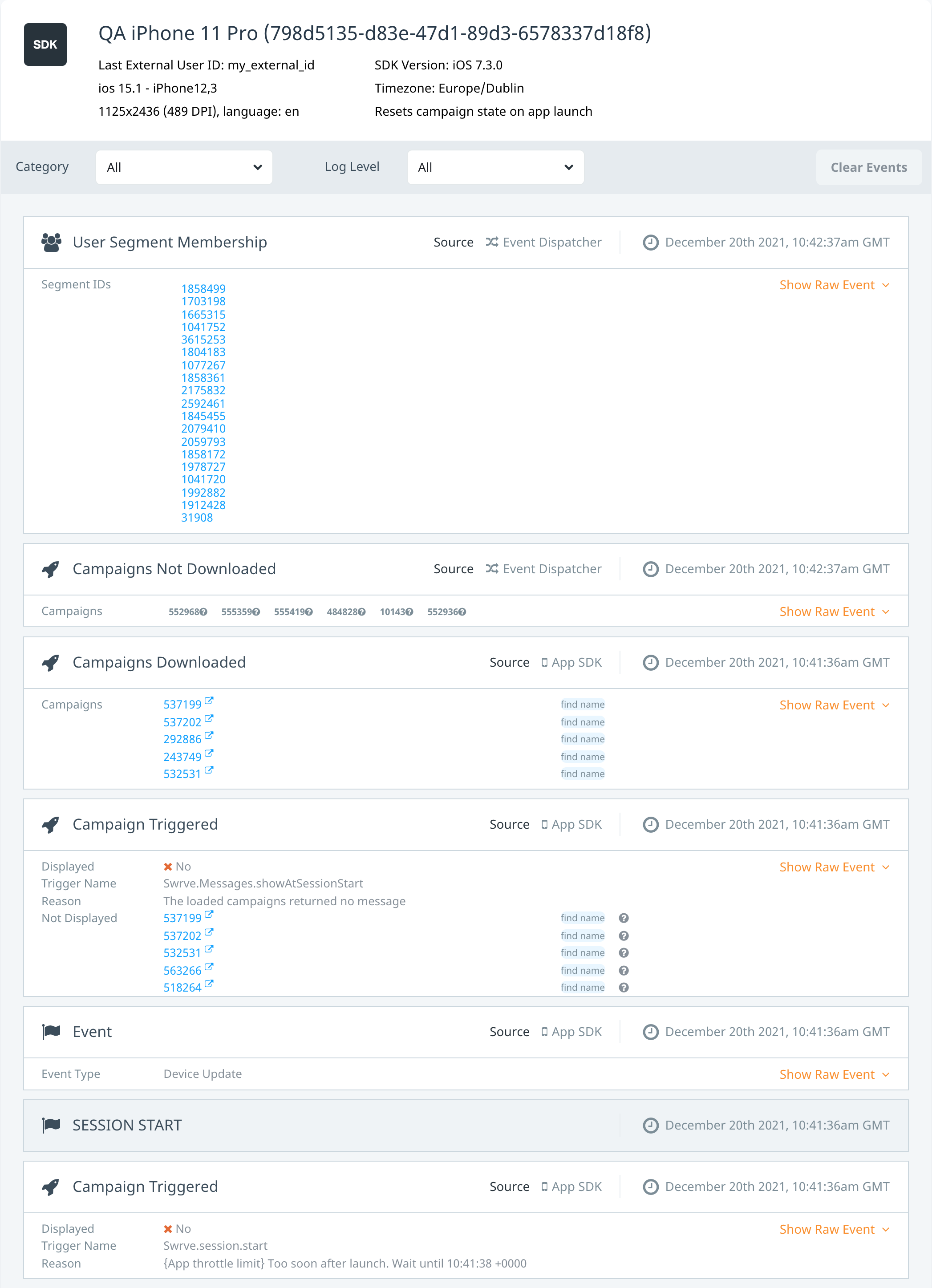 QA Device Logging