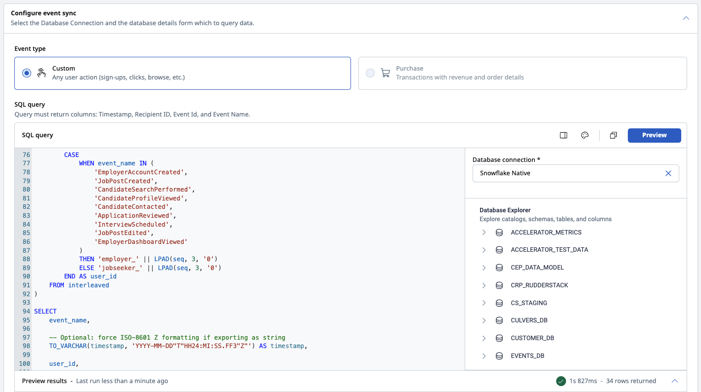 event sync query