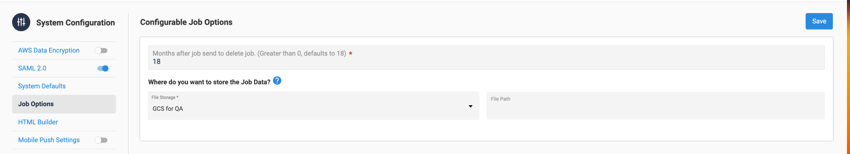 configure job options