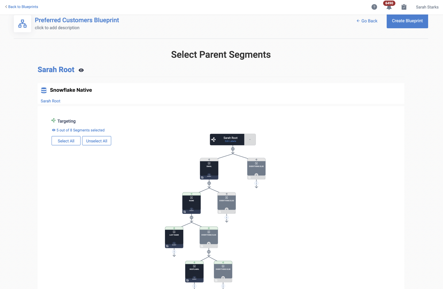 select parent segments