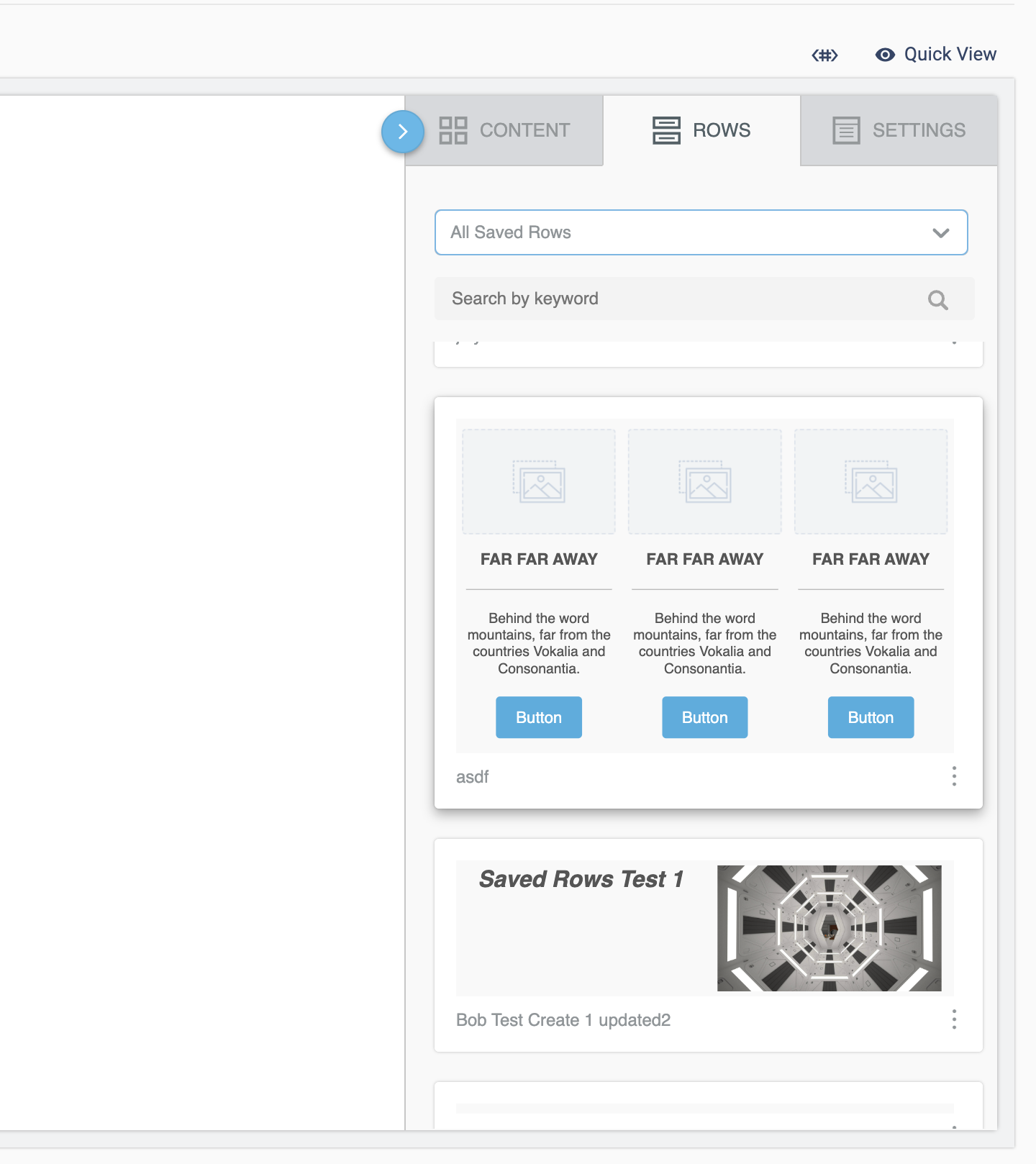 saved rows navigation