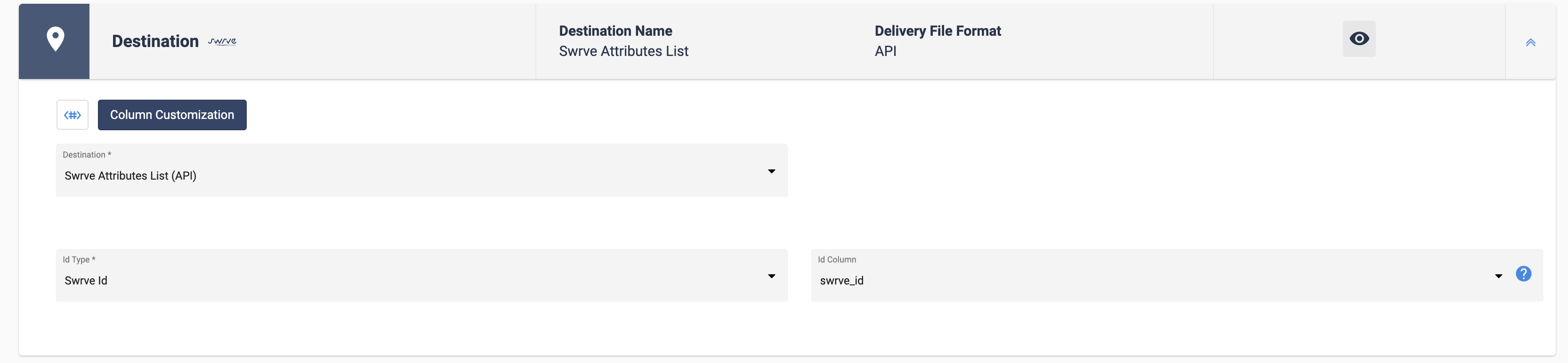 swrve user lists destination
