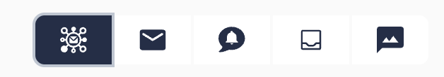 Analytics channel selector showing the cross-channel option and a button for each channel, including Inbox